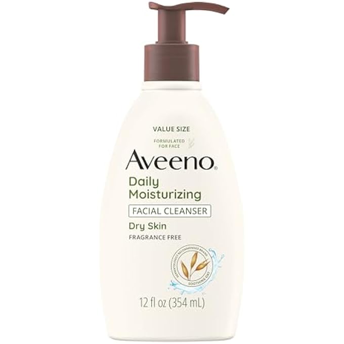 Aveeno DAILY MOISTURIZING FACE CLEANSER WITH SOOTHING OAT, EASY-TO-RINSE CLEANSER REMOVES DIRT, OIL & OTHER IMPURITIES & LEAVES SKIN FEELING SOFT & SUPPLE, FRAGRANCE-FREE, 12 FL. OZ - Image 1